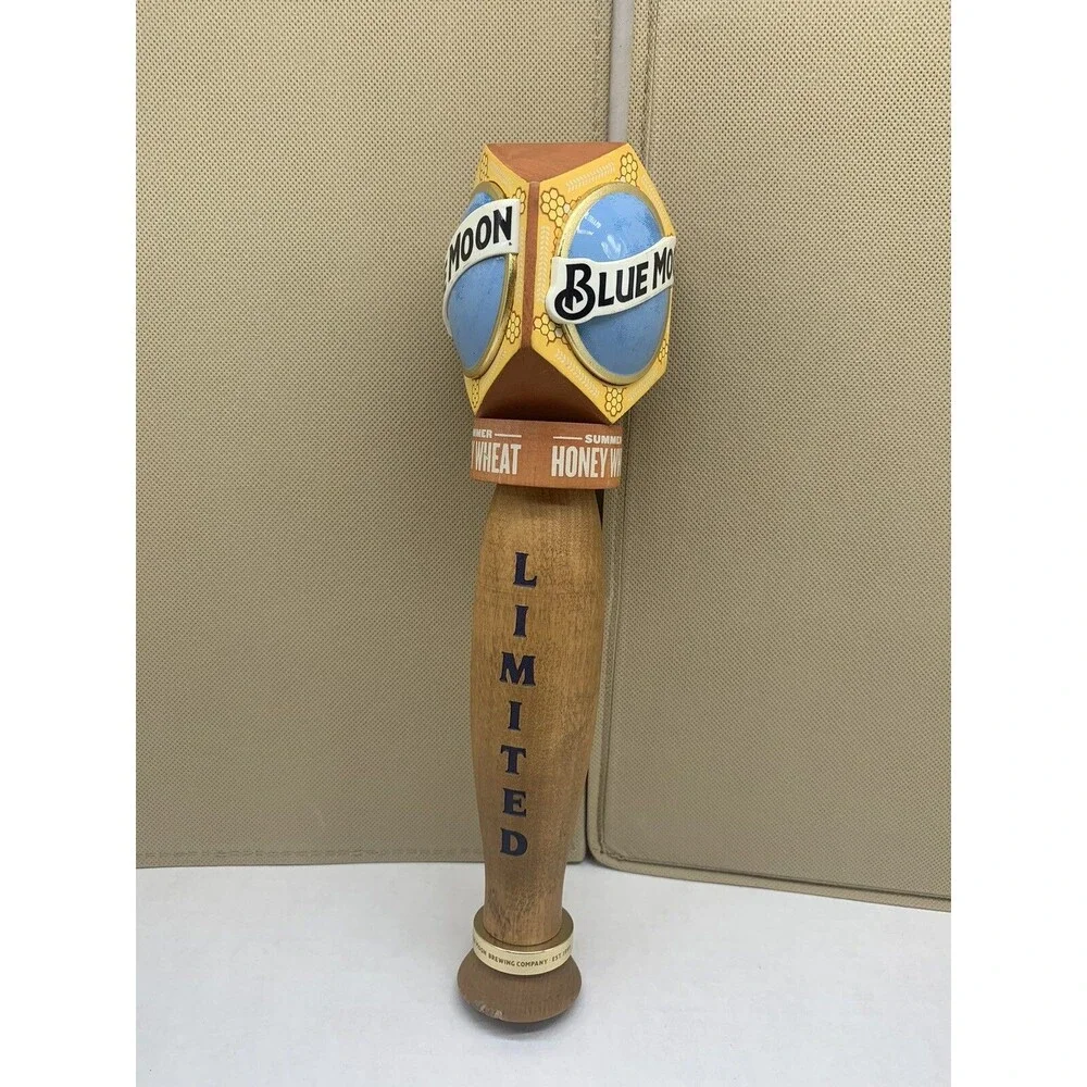Blue Moon Summer Honey Wheat Limited Wooden Tap Handle Man Cave Decor 11